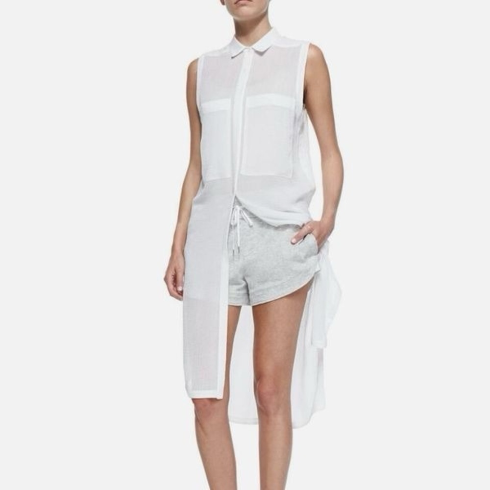 Helmut Lang white gauze sleeveless tunic - small